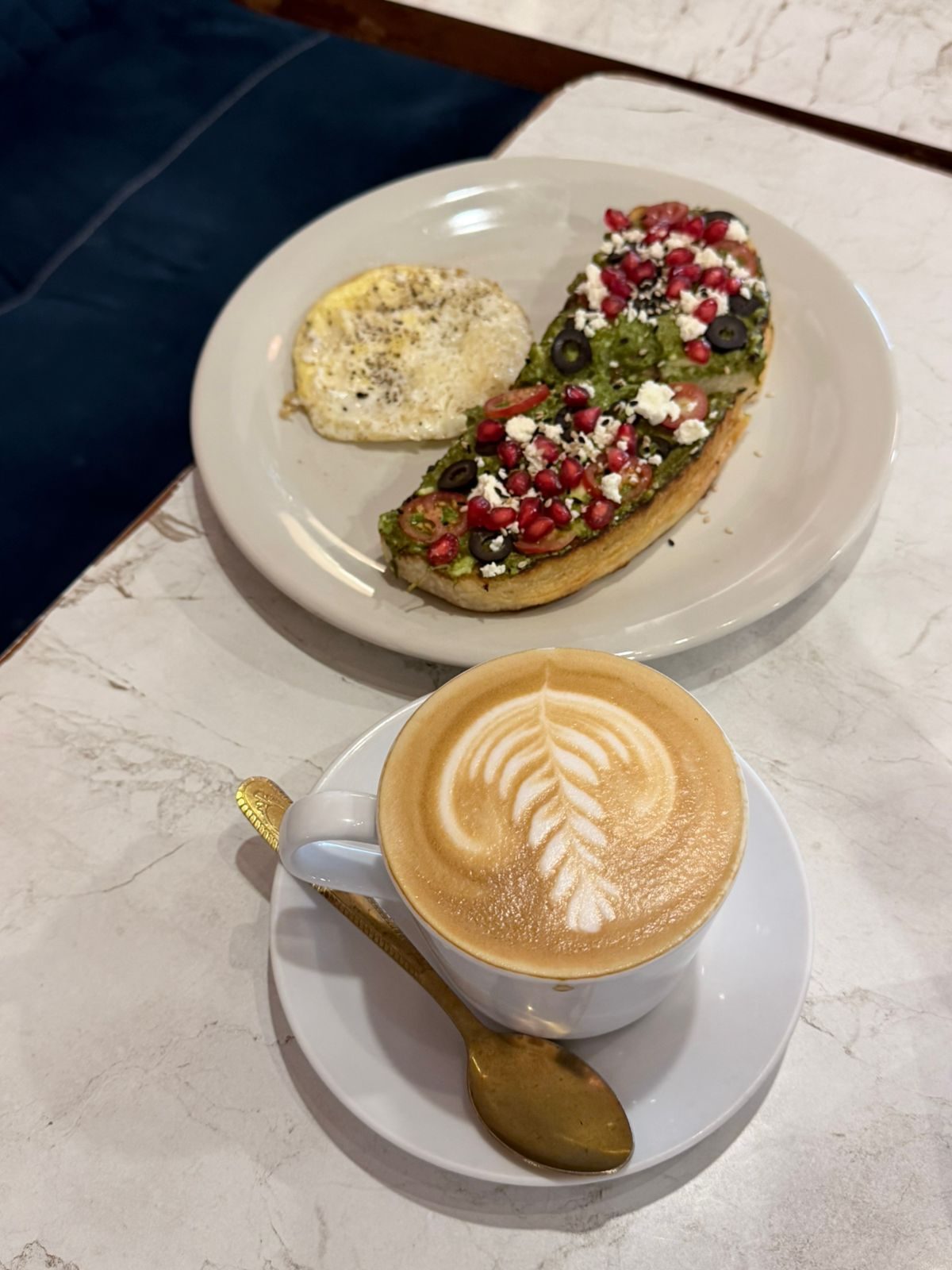 Toast and latte flatlay from the Panache kitchen